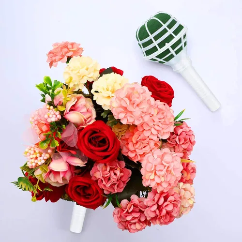 Miniatura 5 de Boao Soporte para ramo de flores de novia para boda, soporte de mango floral de espuma para novia, decoración de flores artificiales con 50