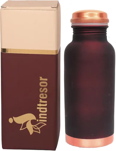 Miniatura 14 de Botella de agua de cobre puro - Hecha a mano - Beneficios para la salud ayurvédica - Grande 35 oz - A prueba de fugas - Fácil de llevar para Negro