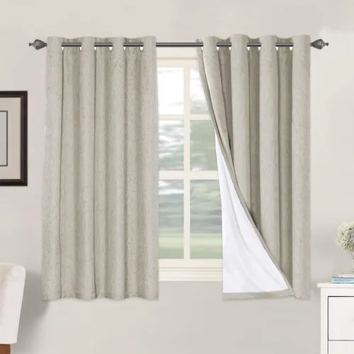 Miniatura 104 de H.VERSAILTEX Cortinas opacas de lino de 72 pulgadas de largo, 100% absolutamente opacas, con aislamiento térmico, con textura de lino, cortinas