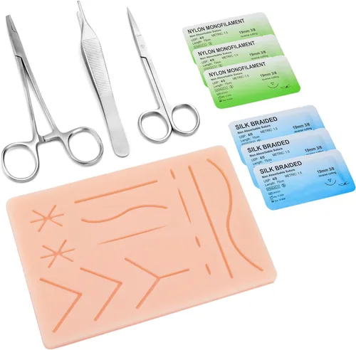 Kit de práctica de sutura Ultrassist para estudiantes de medicina y veterinaria, kit de sutura inicial que incluye almohadilla de silicona duradera,