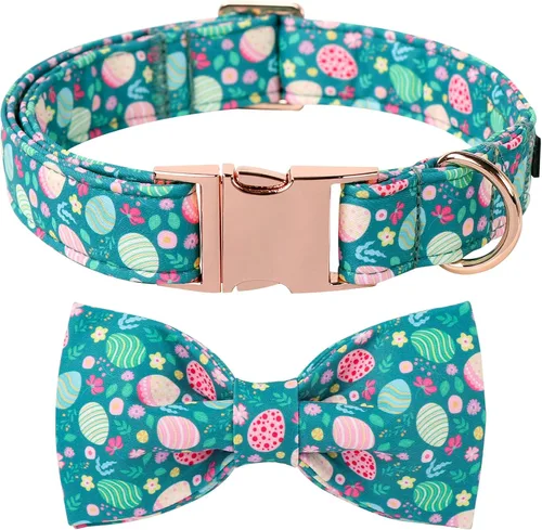 Miniatura 25 de Lionet Paws Collar de Pascua para perro con pajarita, collar de conejo con hebilla de metal para perros, collar ajustable y cómodo para perros