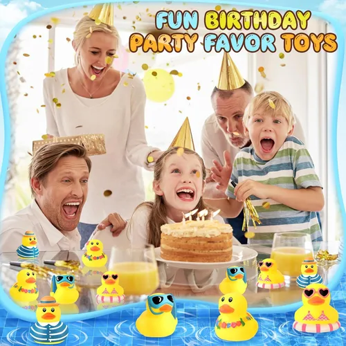 Miniatura 7 de Honoson 36 piezas de patitos de goma de verano a granel, mini pato de goma para baño, tina, patito chirriante lindo para aula, carnaval, verano