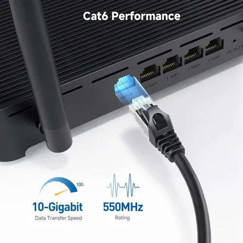Miniatura 3 de Cable Matters - Cable Ethernet Cat 6 sin enganches corto de 10 Gbps - 1 pie, cable Cat 6, cable Cat6, cable Ethernet, negro