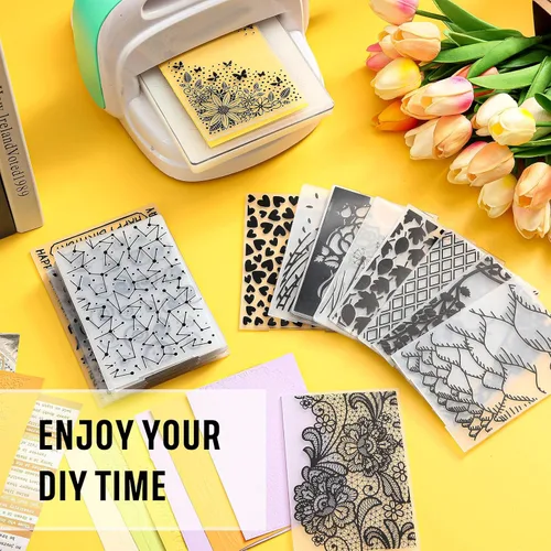 Miniatura 5 de Mumufy 20 Carpetas de Repujado para Hacer Tarjetas Plantilla de Estencil de Repujado DIY Molde Decorativo de Tarjeta de Papel de Plástico para Álbum