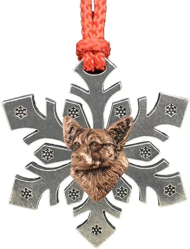 Miniatura 34 de Adorno navideño para colgar en la cabeza de collie con borde de peltre antiguo hecho a mano para decorar coronas y árboles de Navidad del hogar