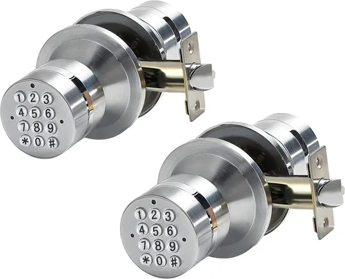 Miniatura 10 de Buoan Pomo electrónico para puerta de entrada sin llave, perilla inteligente con teclado, manija de puerta interior con cerradura, bloqueo