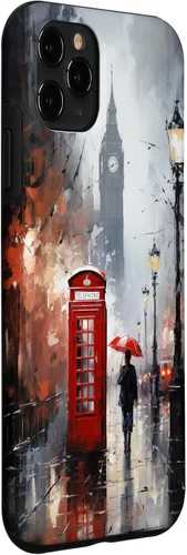 Miniatura 3 de Funda para iPhone 11 Pro Wet London Iconic Red Phone Booth Clocktower Art Cover