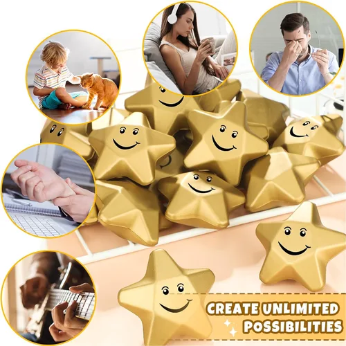 Miniatura 5 de Deekin 36 bolas de estrés con forma de estrella, mini bolas de espuma, juguetes para aliviar el estrés para adolescentes y adultos, rellenos