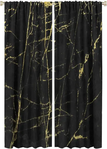 Miniatura 36 de Cortinas abstractas de mármol de lujo de lujo azul marino dorado a rayas con patrón de mármol estampado para dormitorio, sala de estar, cortinas