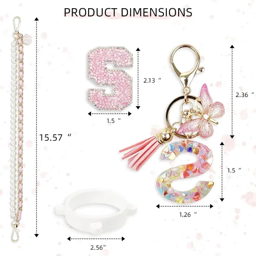 Miniatura 6 de Letter Handle Strap Accessories with Cute Initial Charm Compatible with Owala Water Bottle 24oz 32oz 40oz Owala Kids Rosado