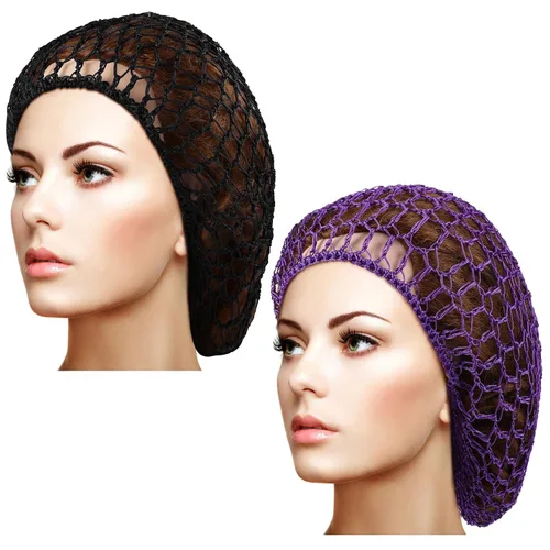 Miniatura 12 de Waydress 2 redes para el cabello para mujeres, trabajadoras de servicio de alimentos para dormir, gorra de pelo largo de malla de ganchillo