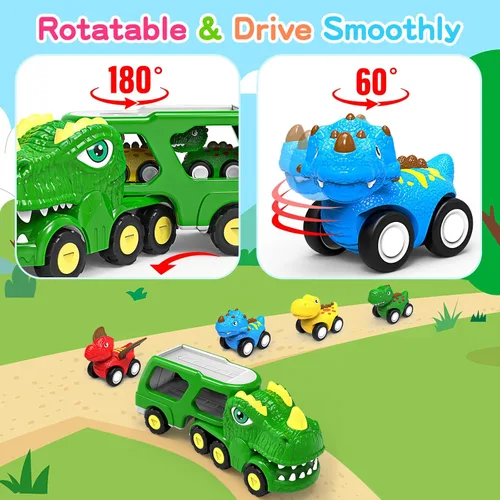 Miniatura 5 de ENJSD Juguetes para niños de 1, 2, 3, 4 años, juguetes 5 en 1 para edades de 2 a 4 años con 4 juguetes de dinosaurio para niños de 3 a 5 años, Verde