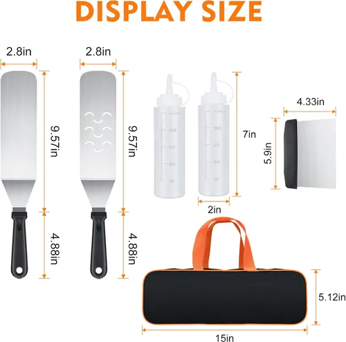 Miniatura 2 de AULTONG Kit de Accesorios para Plancha de Superficie Plana de 6 Piezas para Blackstone y Camp Chef – Herramientas de Acero Inoxidable con Bolsa