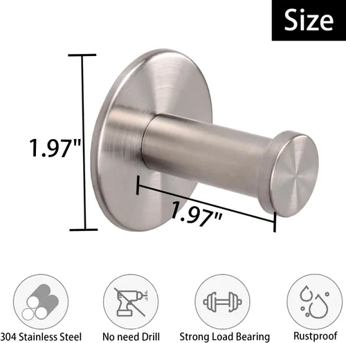 Miniatura 3 de Ganchos para Toallas de Baño, Paquete de 4 Ganchos Autoadhesivos para Abrigos, Gancho Resistente para Bata Sin Perforación, Acero Inoxidable SUS 304
