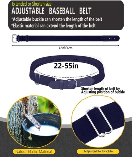 Miniatura 5 de Cinturón de béisbolsóftbol, cinturón de uniforme de tamaño ajustable para hombres, niños y jóvenes