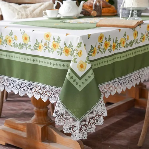 Miniatura 7 de SUTAVIA Mantel de encaje floral impermeable, rectangular, lavable, para el hogar, vacaciones, Acción de Gracias, Navidad, fiesta, comedor