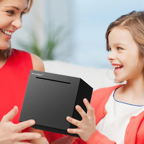 Miniatura 5 de Alcancía de acero inoxidable para adultos y niños, banco de dinero de metal imprescindible para abrir y abrir, caja de ahorro no se puede abrir