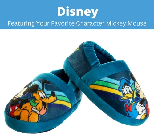 Miniatura 2 de Disney Boys Mickey Mouse Slippers Cozy Plush Fuzzy Slippers Non-Slip, Non-Skid Slippers for Boys (ToddlerLittle Kid)