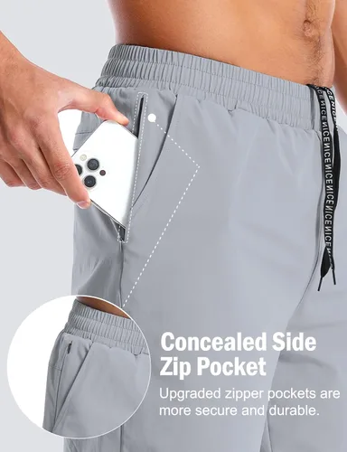 Miniatura 2 de Aolesy Pantalones cortos de correr para hombre de 57 pulgadas, de secado rápido, pantalones cortos de gimnasio con bolsillos, entrenamiento de tenis
