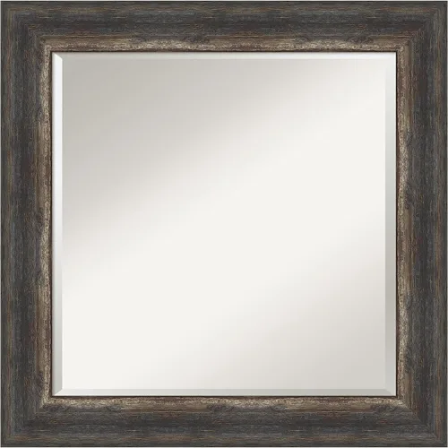 Miniatura 22 de Amanti Art Brown Wall Mirror 25x21 Bark Rustic Char Rectangle Bathroom Mirror for Wall Decor Living Room, Small Rustic Farmhouse Frame, Hangs