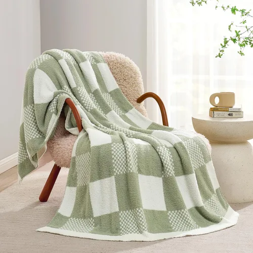 Miniatura 32 de Snuggle Sac - Manta a cuadros, manta roja para sofá, manta de microfibra de franela buffalo a cuadros, mullida, cálida, acogedora, suave, manta