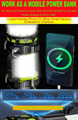 Miniatura 6 de Focos LED grandes, linternas, 22000 lúmenes, 6 modos, recargable, portátil, para campamento, caza, luces de trabajo portátiles para emergencias