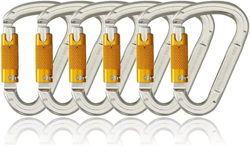 Miniatura 10 de SOB Clips de mosquetón de escalada con bloqueo automático, conector de mosquetón asimétrico de alta resistencia utilizado para rappel