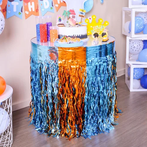 Miniatura 5 de LOLStar Suministros para fiesta de cumpleaños de perros azules, paquete de 2 unidades, color naranja, azul y azul claro, ondulados, con flecos