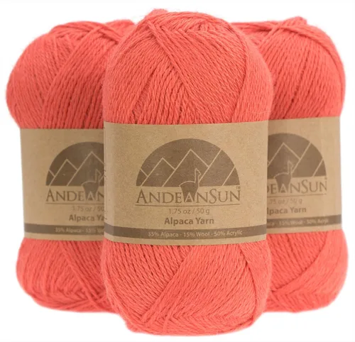 Miniatura 17 de 3 ovillos de lana de alpaca UMAYO para tejer al crochet y con agujas, 150 gramos, #2, #3 y #5 Brezo Browm
