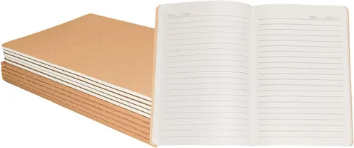 Paquete de 10 cuadernos de papel kraft rayados A5 a granel, papel grueso de 80 GSM, 36 hojas 72 páginas (actualizado de 30 hojas y 60 páginas),