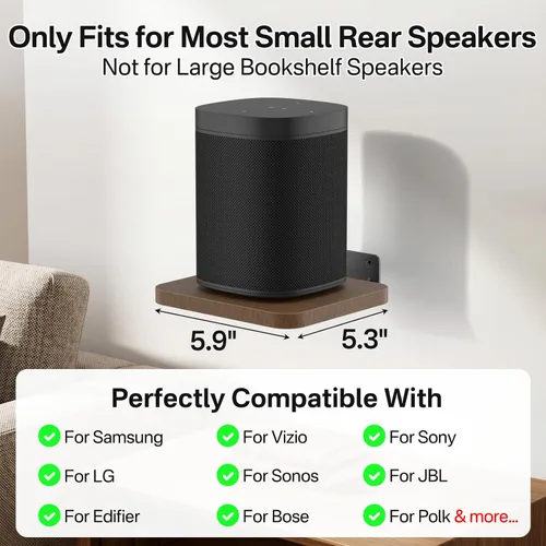 Miniatura 2 de Aiweiwa Par de estantes pequeños para altavoces, 5.3 x 6.7 pulgadas, estantes de montaje en pared ajustables para altavoces de sonido envolvente