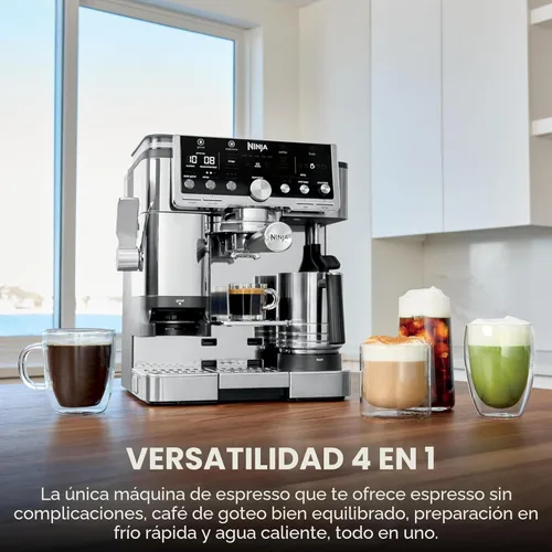 Miniatura 3 de Ninja Luxe Café Pro Series, máquina de café expreso, café por goteo, infusión fría, agua caliente, prensador integrado, molinillo integrado, Acero