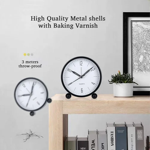 Miniatura 3 de Reloj analógico, reloj despertador que funciona con pilas, relojes de escritorio sin tictac para estudiantes, suministros de regreso a la escuela