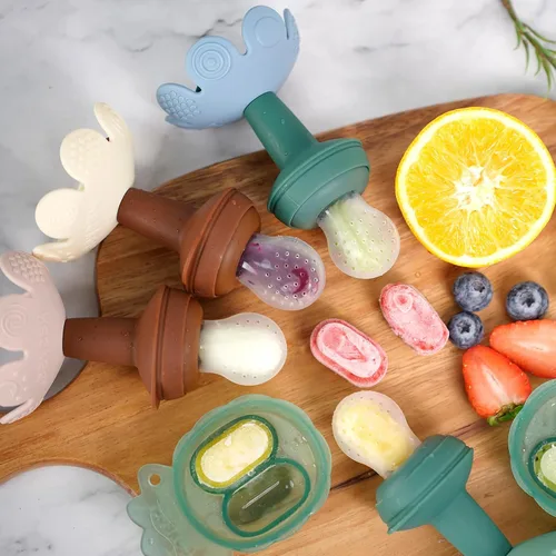 Miniatura 6 de Haakaa Flower Baby - Alimentador de alimentos de frutas frescas con mini bandeja para congelador, molde de paletas de leche materna para alivio