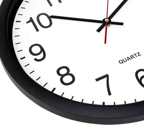 Miniatura 2 de Bernhard Products Reloj de pared negro, 2 unidades, silencioso, sin tictac, de cuarzo, de calidad extra grande, funciona con pilas, redondo, fácil