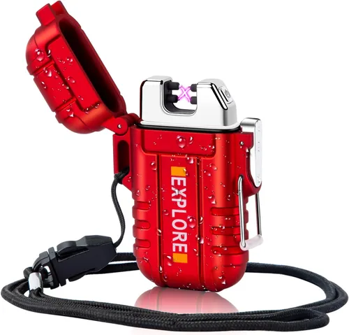 Miniatura 12 de LcFun - Encendedor impermeable, a prueba de viento, de doble arco, eléctrico, recargable por USB, sin llama, plasma, para campamento, senderismo