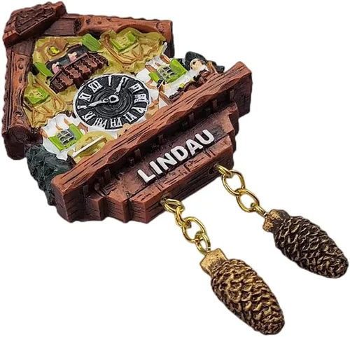 Miniatura 4 de Lindau Baviera Alemania - Reloj de cuco para nevera, imán 3D, recuerdo de viaje, decoración de nevera, calcomanía magnética, colección