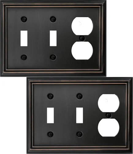 Miniatura 11 de OKAWYC Cubierta de Interruptor de Luz Doble Toggle/Decorador Individual Placa de Pared de Metal Adler, Paquete de 2 Bronce Envejecido 3 Gang