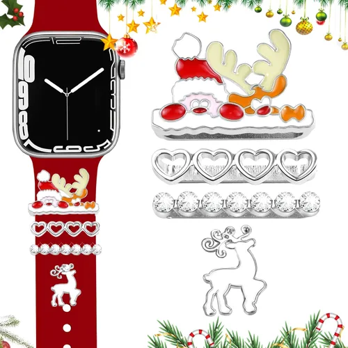 Miniatura 16 de JR.DM Dijes para correa de reloj con anillos decorativos brillantes, compatibles con Apple Watch de 1.575 pulgadas, 1.496 pulgadas, 1.614 pulgadas