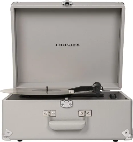 Crosley CR6253A-GY - Tocadiscos vintage de 3 velocidades con Bluetooth tipo maletín Anthology, color gris