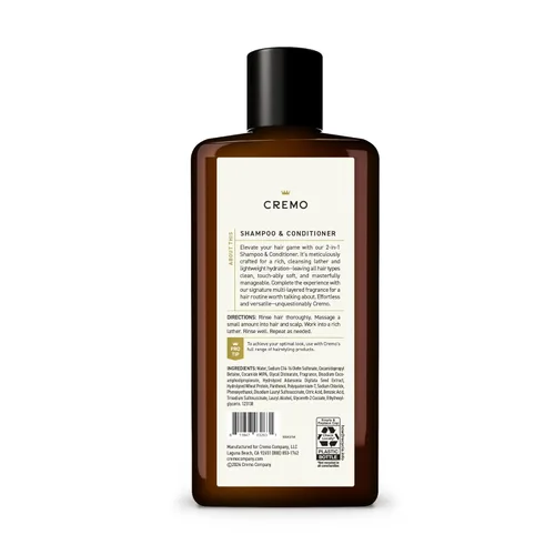 Miniatura 3 de Cremo Bourbon & Oak Barber Grade Champú y acondicionador 2 en 1, 16 onzas líquidas (paquete de 2) - Una sofisticada mezcla de especias