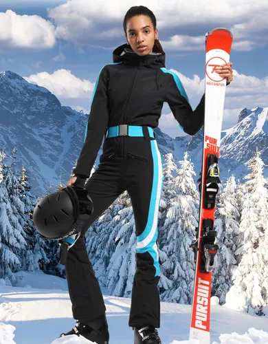 Miniatura 66 de GSOU SNOW Traje de esquí para mujer, traje de nieve delgado de una pieza, chaqueta de nieve, impermeable, resistente al viento, deportes al aire