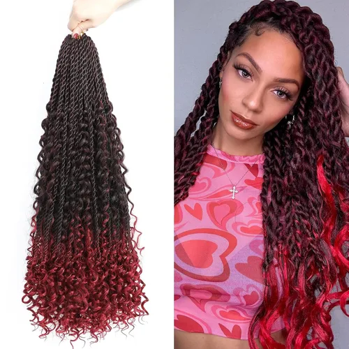 Miniatura 27 de Cabello senegalés de ganchillo con extremos rizados, 12 pulgadas, 8 paquetes de cabello bohemio de ganchillo con rizos de diosa, rizos de ganchillo