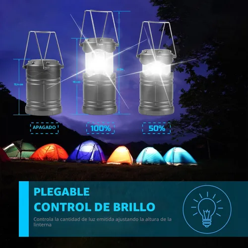 Miniatura 4 de Lichamp Linterna LED para campamento, paquete de 4 linternas alimentadas por batería para cortes de energía, luz colgante plegable portátil esencial