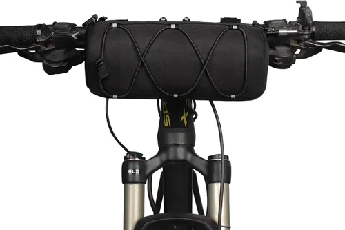 KOSIBATE Bolsa para manillar de bicicleta con correa para el hombro, bicicletas de carretera de montaña, bolsa frontal de almacenamiento (negro)