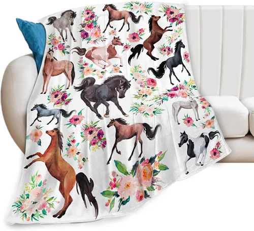 Manta de caballos, manta de caballos, regalos para niñas, mujeres, niños y adultos, súper suave y acogedora, manta de forro polar mullido, Caballo