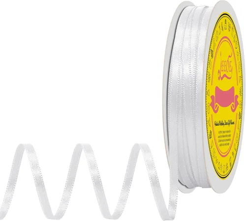 Miniatura 326 de Cinta de satén blanca antigua de doble cara de 1-1/2 pulgadas x 50 yardas, cinta de poliéster para envolver regalos, día de San Valentín, bodas