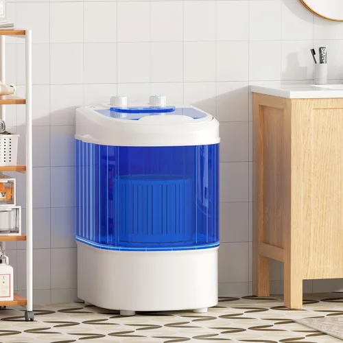 Miniatura 2 de Greenvelly Lavadora portátil, lavadora pequeña de 6.6 libras de una sola tina con cesta giratoria, lavadora semiautomática para apartamentos, Azul