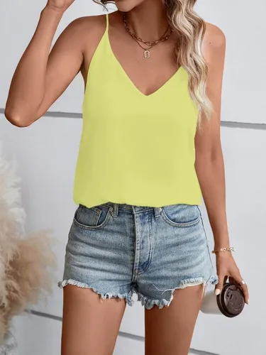 Miniatura 93 de Camiseta de chifón con tirantes delgados ajustables y cuello en V