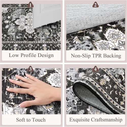 Miniatura 7 de Bsmathom Alfombra de Pasillo para Pasillos Antideslizante Lavable Boho 2x6 Alfombras de Pasillo Pelo Bajo Alfombras Vintage para Entrada, Cocina